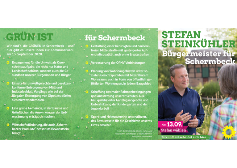 Grüner Bürgermeisterkandidat Stefan Steinkühler – Flyer
